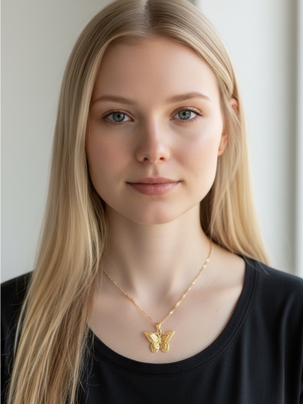 Gold Butterfly Pendant Necklace